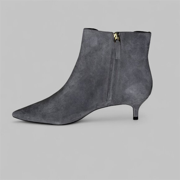 NWOB TALBOTS Gray Suede Ankle Boots Woman's sz 11 Kitten Heel Leather - Picture 2 of 14